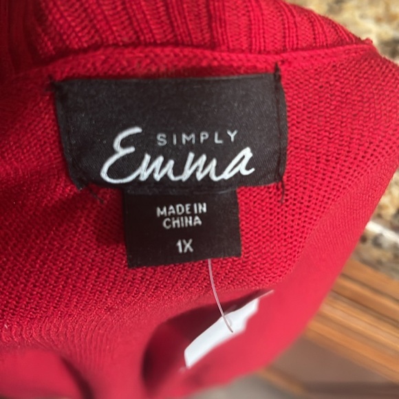 Red open front sweater size 1X NWT - Picture 7 of 9